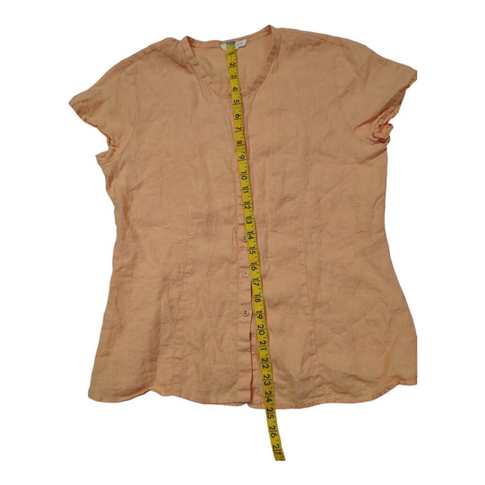 Eileen Fisher Petite Tangerine Large 100% Linen Short Sleeve Blouse Size S - Picture 6 of 8